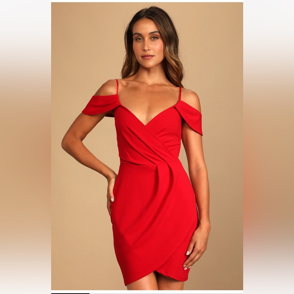Lulu's Red Love So Sweet Off-the-Shoulder Bodycon Dress